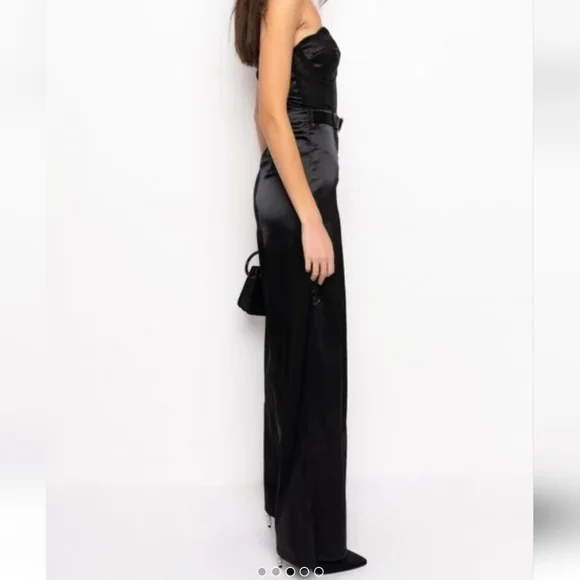 NWT Gorgeous Akira Midnight Black Satin Jumpsuit 😍 - Picture 9 of 14